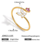 18K Gold Flutter Obsession Pink Butterfly Cuff Ring
