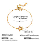 18K Gold Pink Princess Clean Girl Star Bow Heart Dainty Chain Bracelet Stack