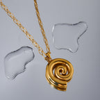 18K Gold Ocean Swirl Pendant Necklace