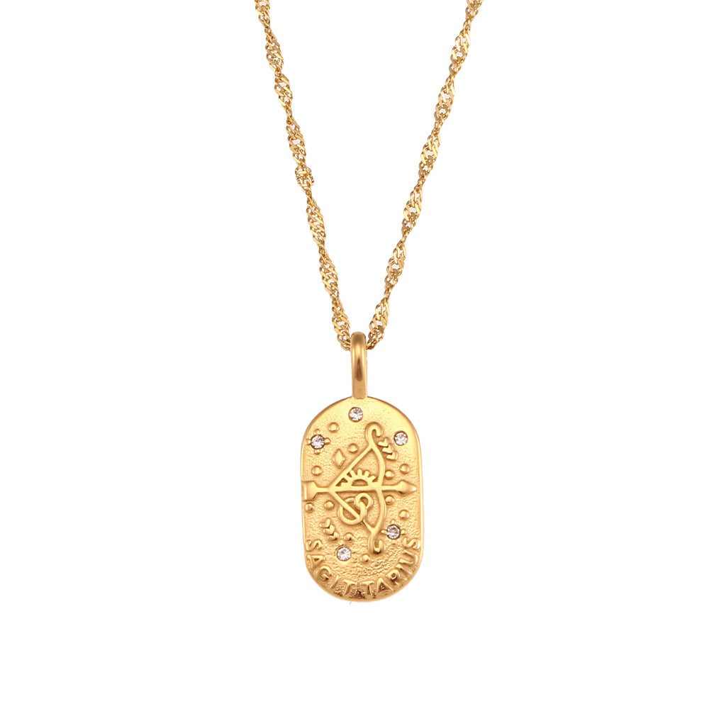 18K Gold Starry Zodiac Pendant Necklace