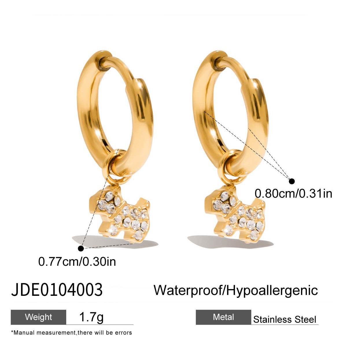 18K Gold Little Wonders Small Hoop Dangle Cartilage Huggie Earrings with Charm