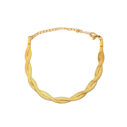 18K Gold Twisted Herringbone Bracelet