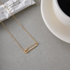 18K Gold Safety Pin Pendant Dainty Chain Layered Necklace Set
