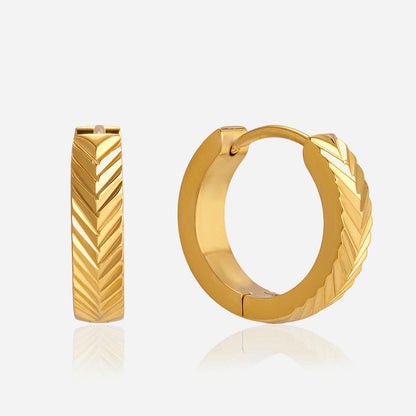 18K Gold Modern Bling Textured Small Hoop Huggie Earrings Ear Cuffs Stack