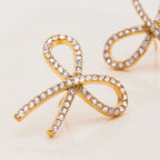 18K Gold Bling Coquette Bow Stud Earrings Ear Cuffs Set