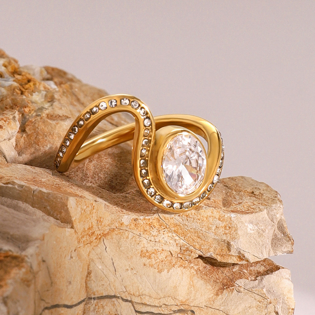 18K Gold Unique Flow Forever Jewel Statement Ring