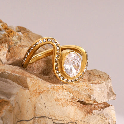18K Gold Unique Flow Forever Jewel Statement Ring