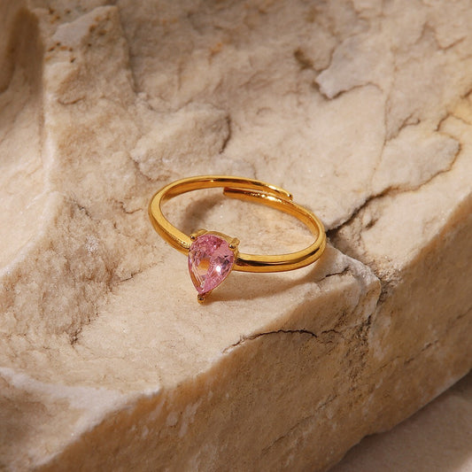 18K Gold Pink Jewel Ring