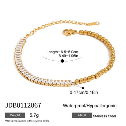 18K Gold Blue Dynasty Bezel Tennis Chain Bracelet Stacks