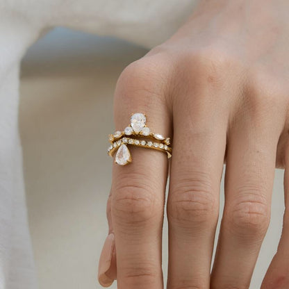 18K Gold Raindrop Elegant Statement Cocktail Ring