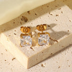 18K Gold Essential Cubic Zirconia Stud Earrings