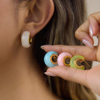 18K Gold Summer Gelato Chunky Hoop Huggie Earrings