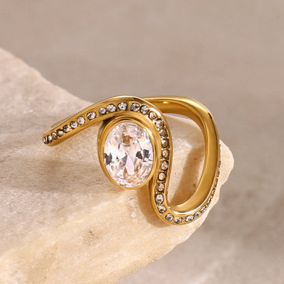 18K Gold Unique Flow Forever Jewel Statement Ring
