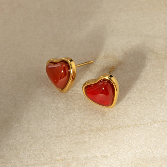 18K Scarlet Hearts Stud Earrings
