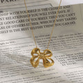 18K Gold Bow Pendant Necklace