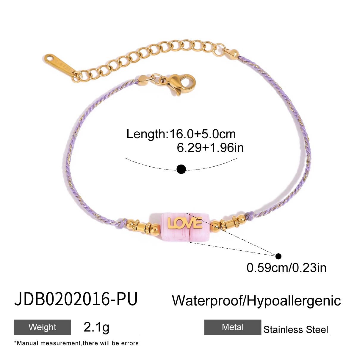 18K Gold Purple Dream Beaded Chain Butterfly Bangle Bracelet Stack