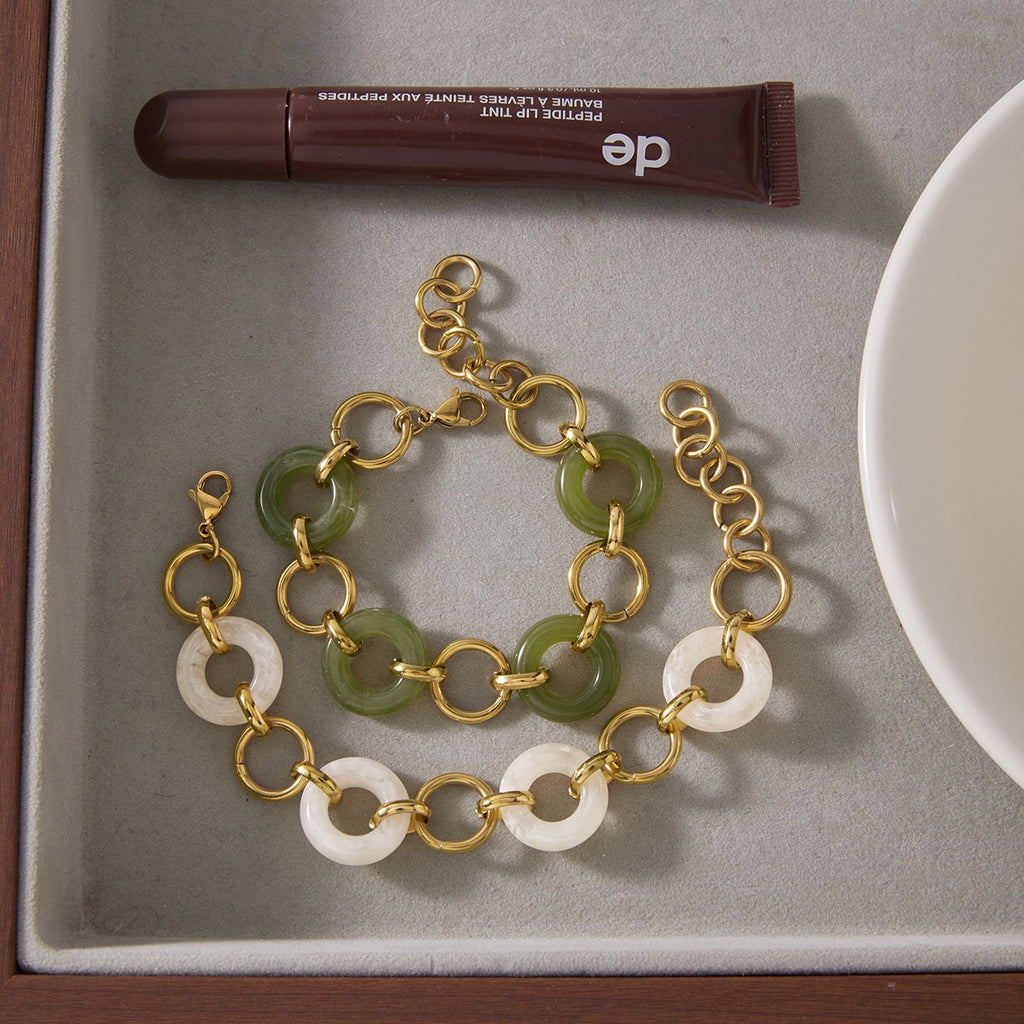 18K Gold Aura Loop Circle Chain Statement Bracelet