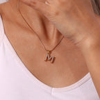 18K Gold Pearl Initial Pendant Necklace