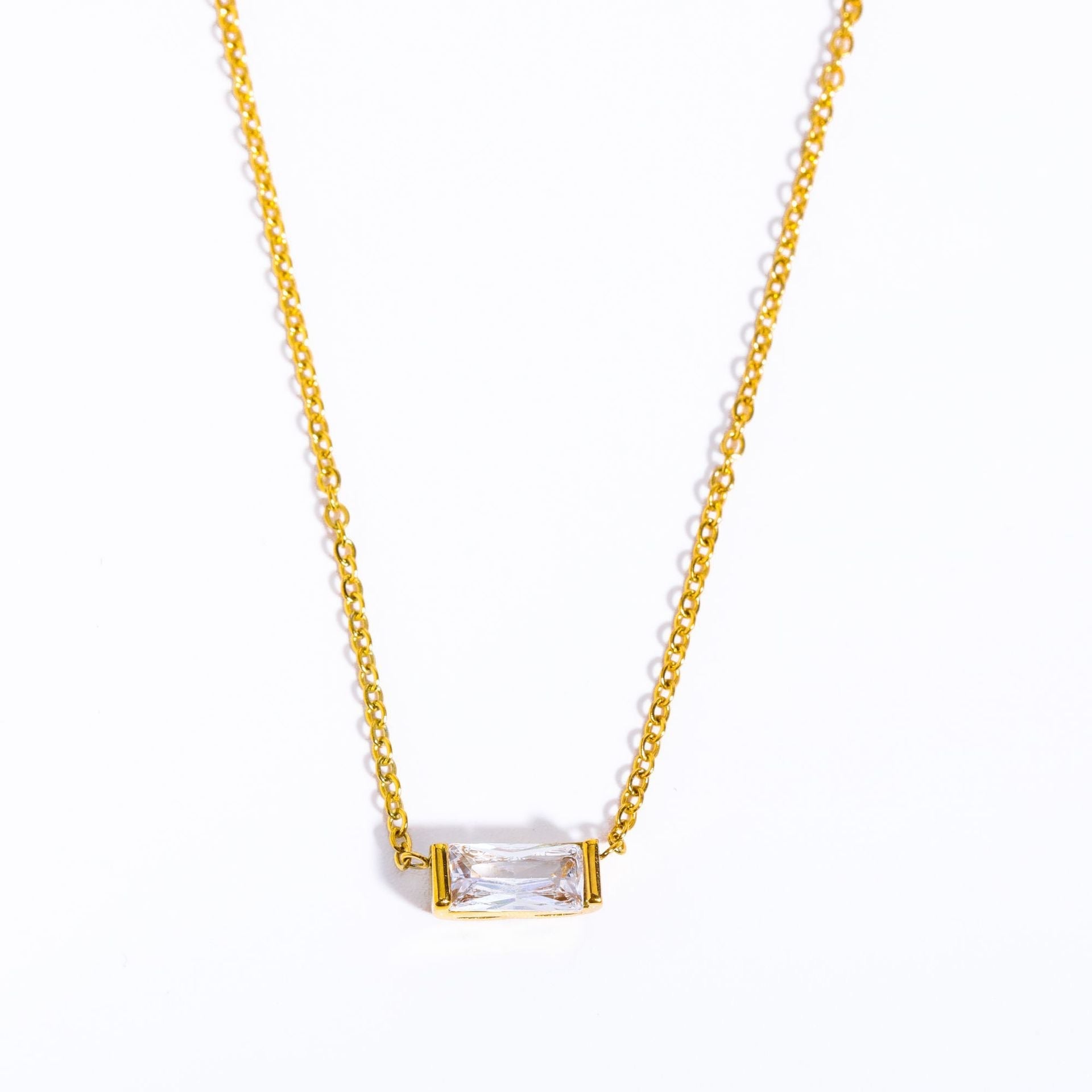 14K Gold Birthstone Bar Necklace - 