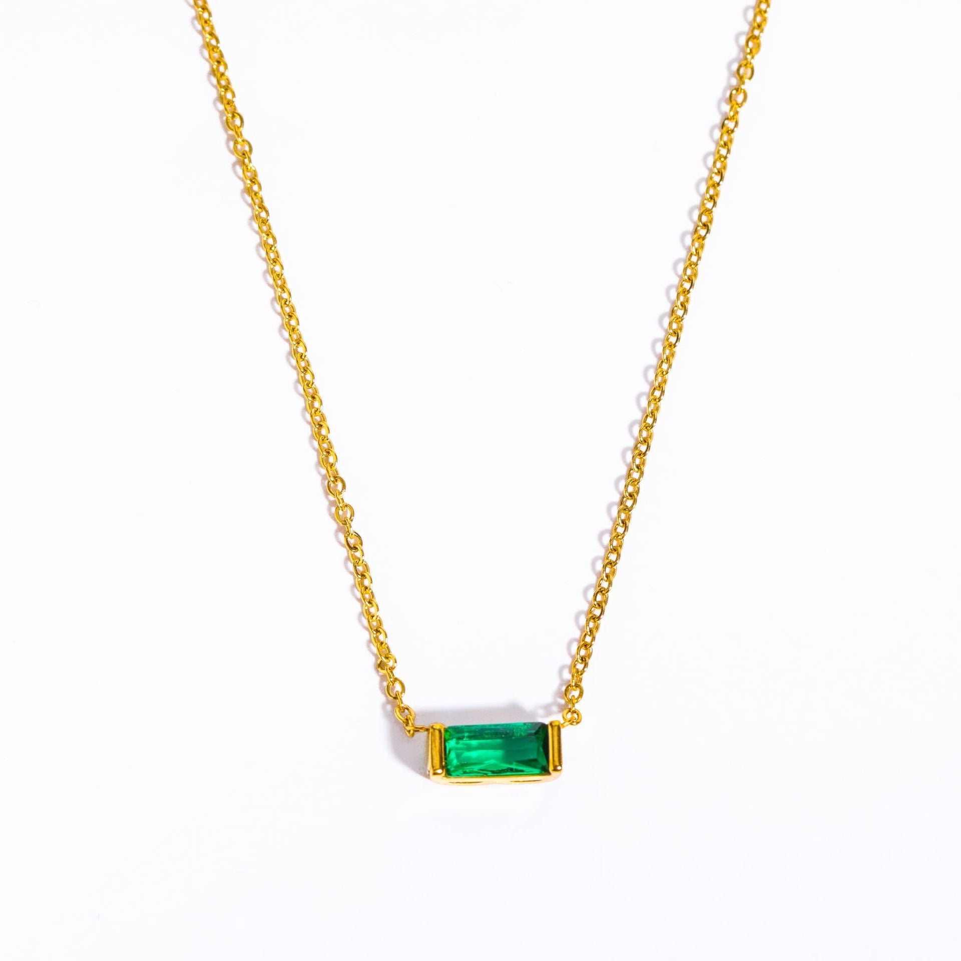 14K Gold Birthstone Bar Necklace - 