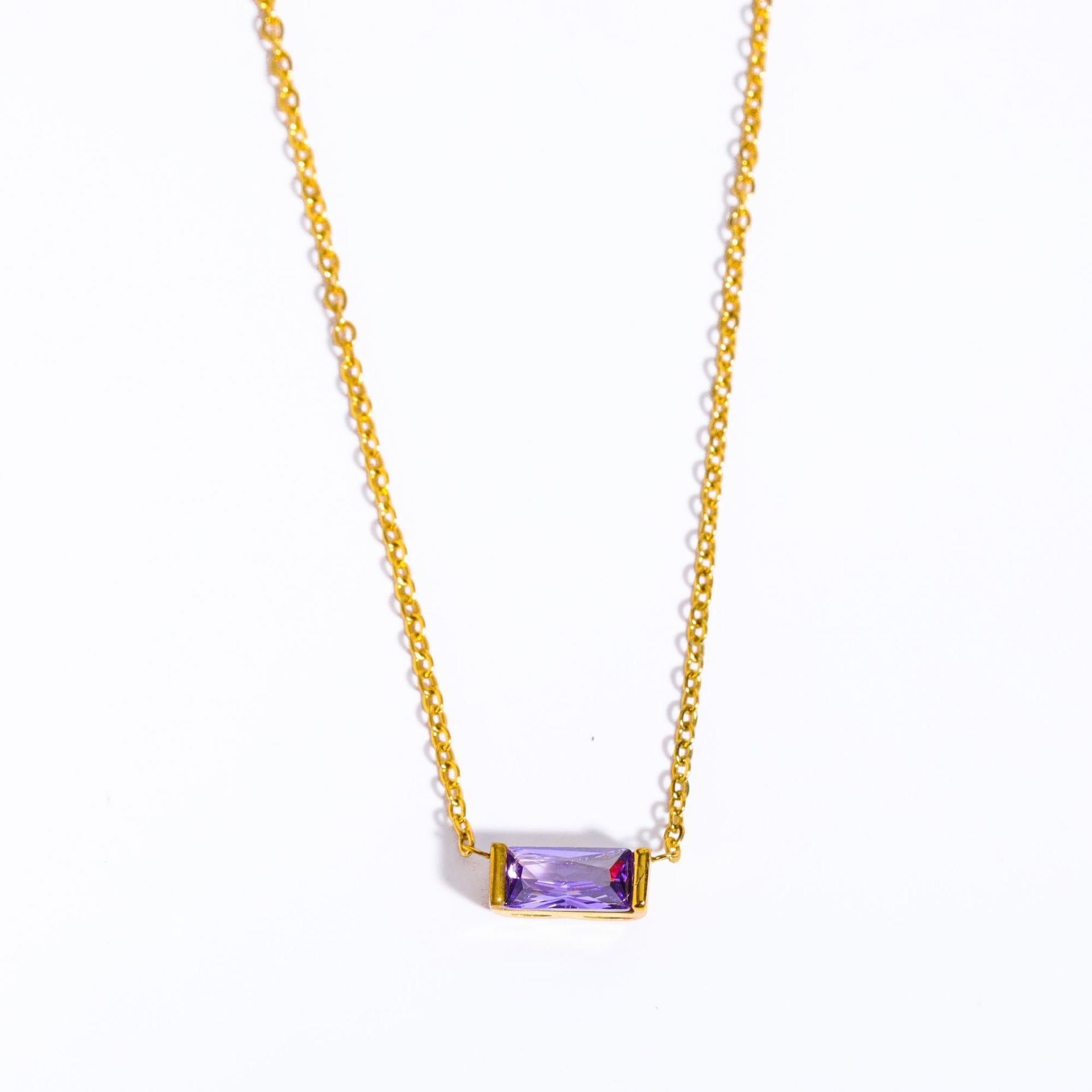 14K Gold Birthstone Bar Necklace - 