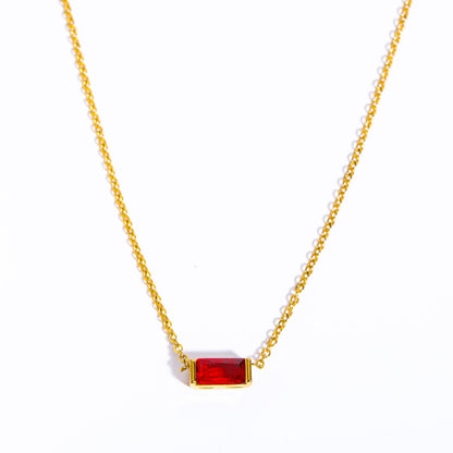 14K Gold Birthstone Bar Necklace - 