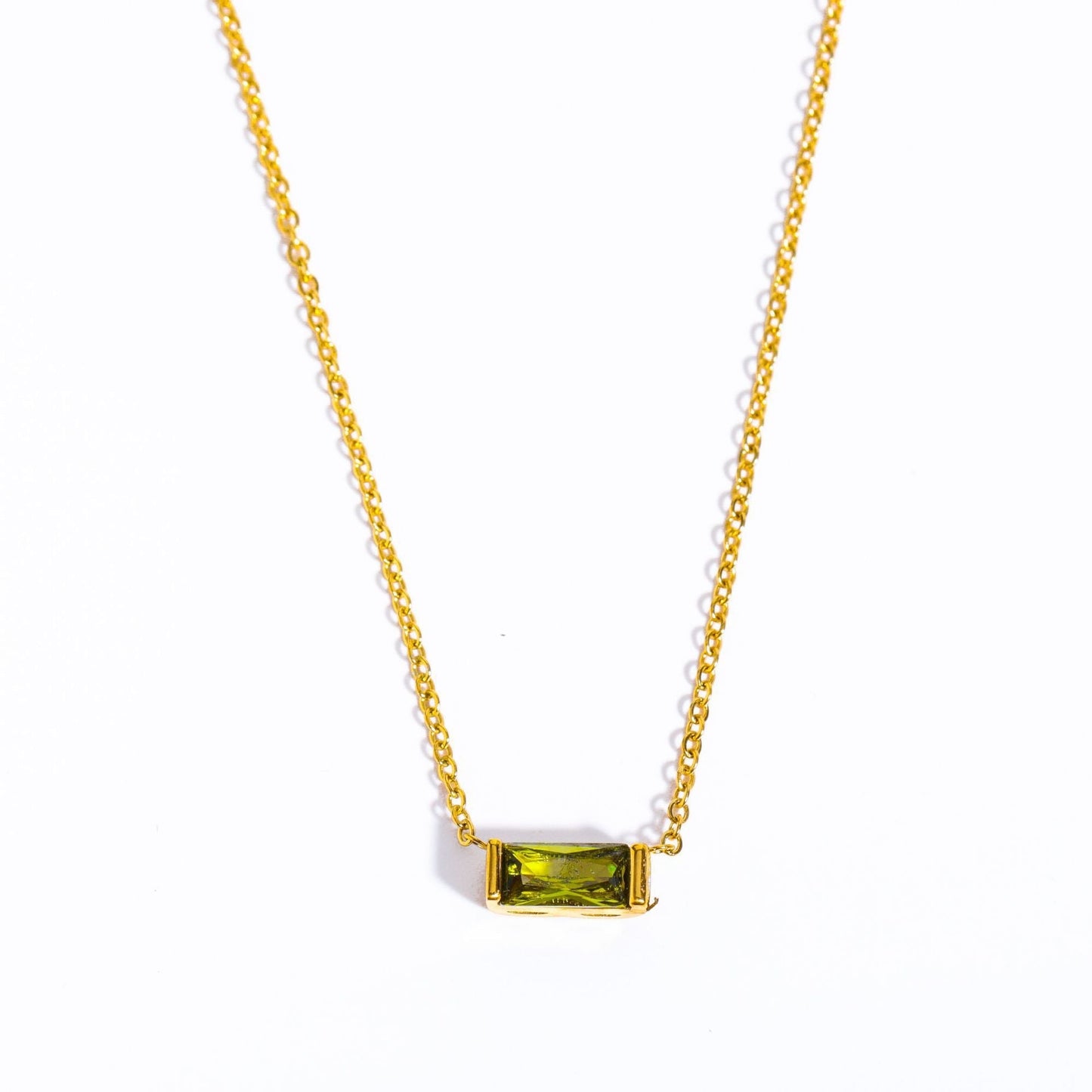 14K Gold Birthstone Bar Necklace - 