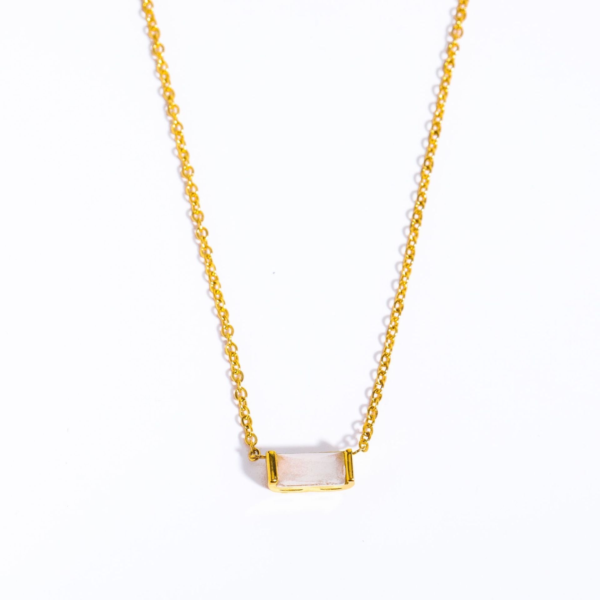 14K Gold Birthstone Bar Necklace - 