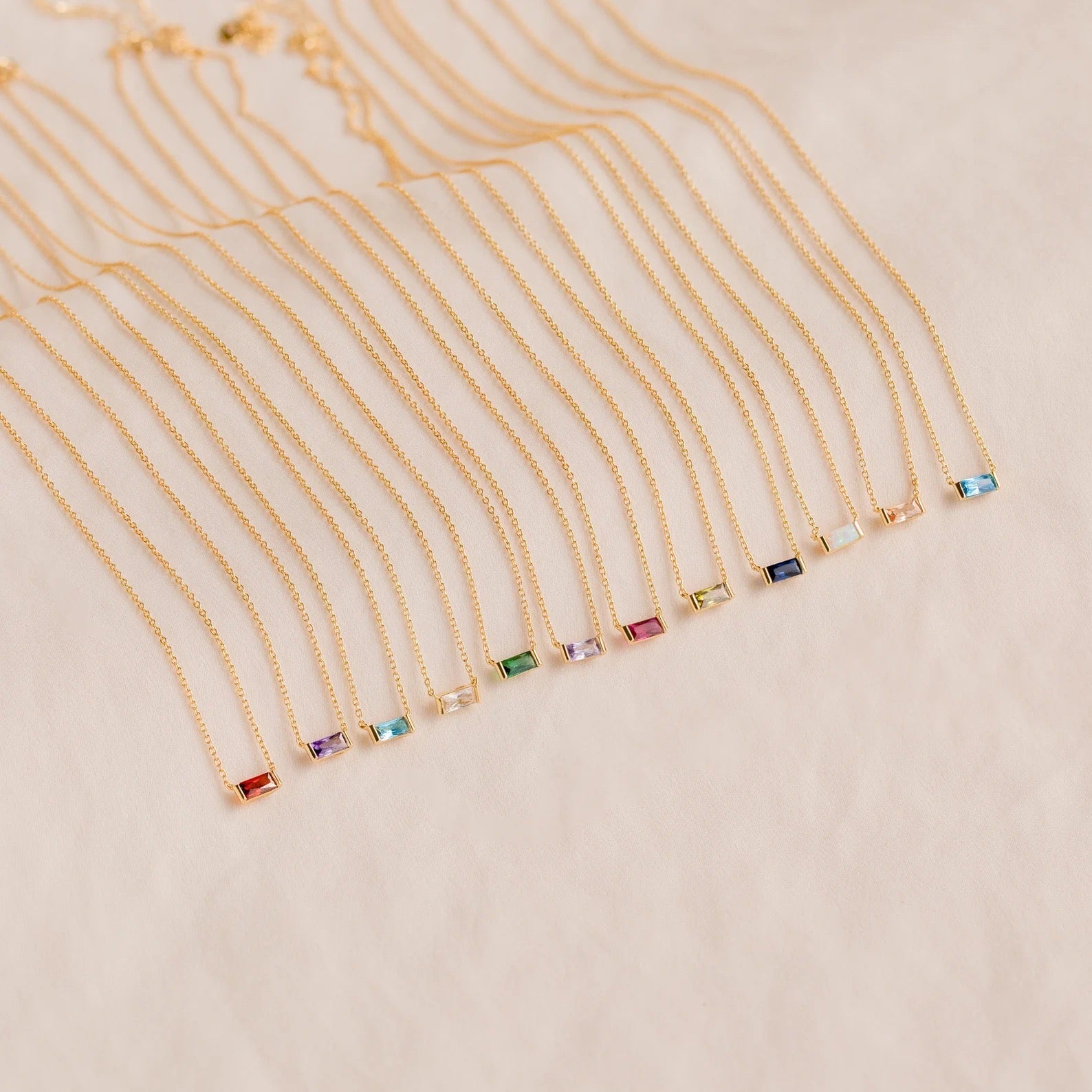 14K Gold Birthstone Bar Necklace - 