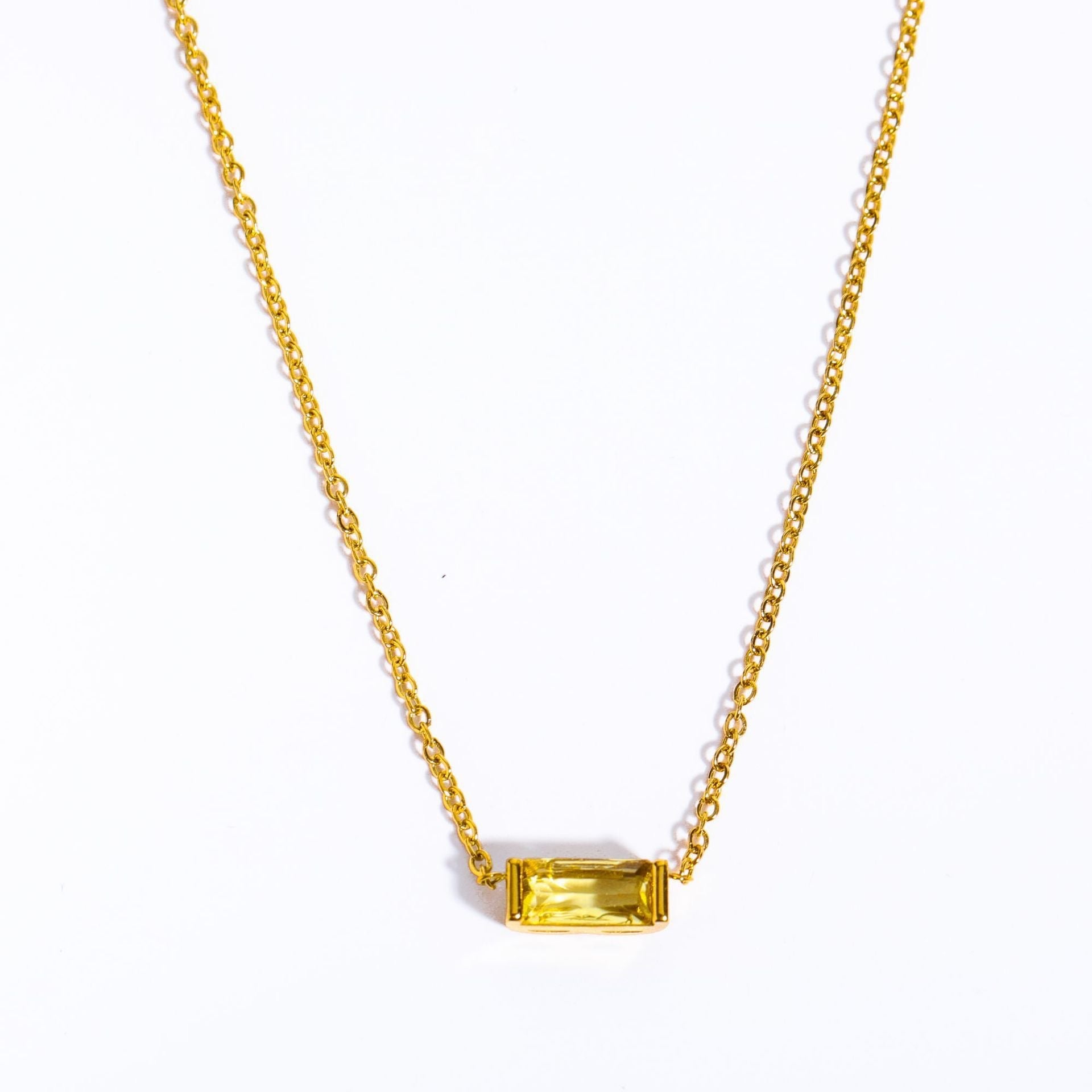 14K Gold Birthstone Bar Necklace - 