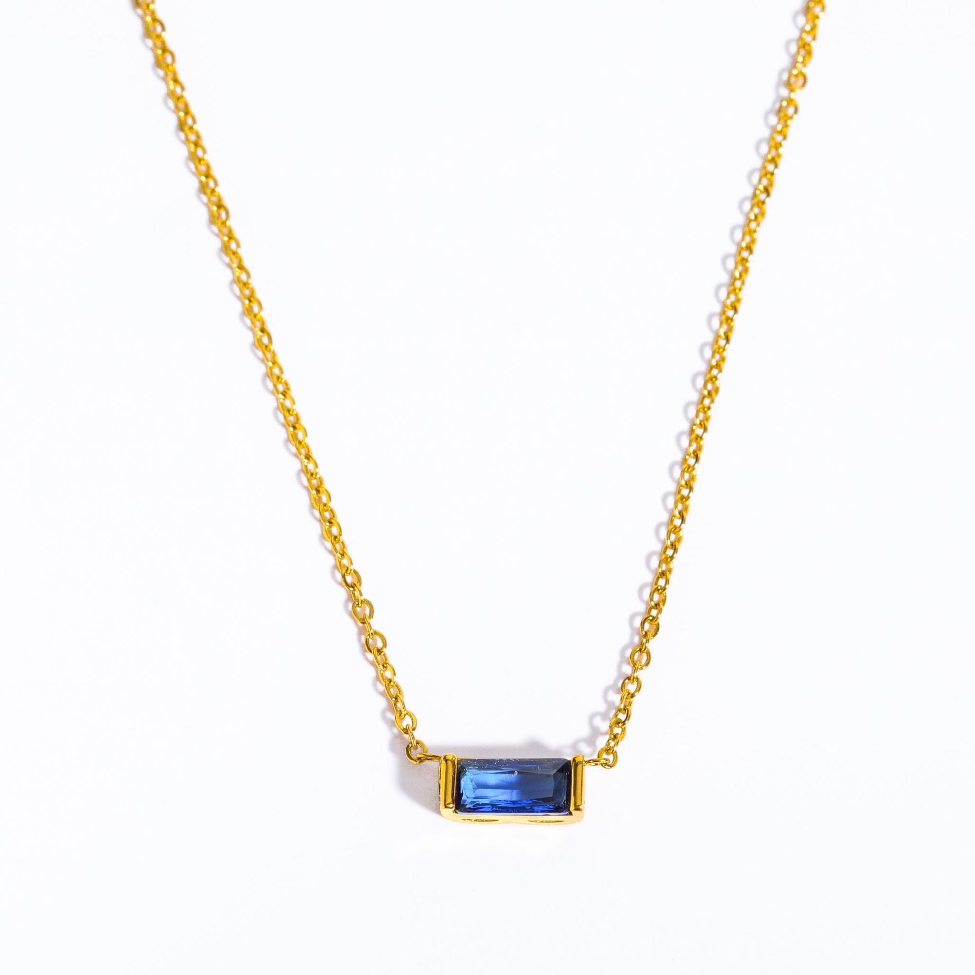 14K Gold Birthstone Bar Necklace - 