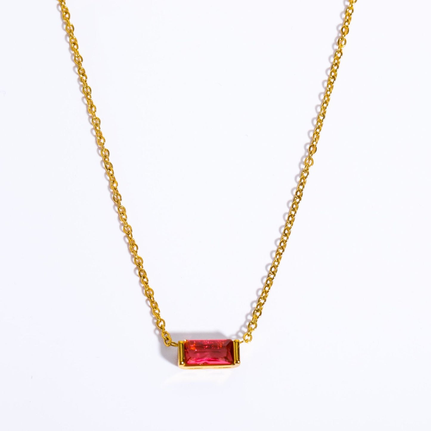 14K Gold Birthstone Bar Necklace - 