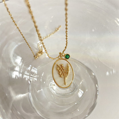 14K Gold Birthstone Birth Flower Pendant Necklace - 