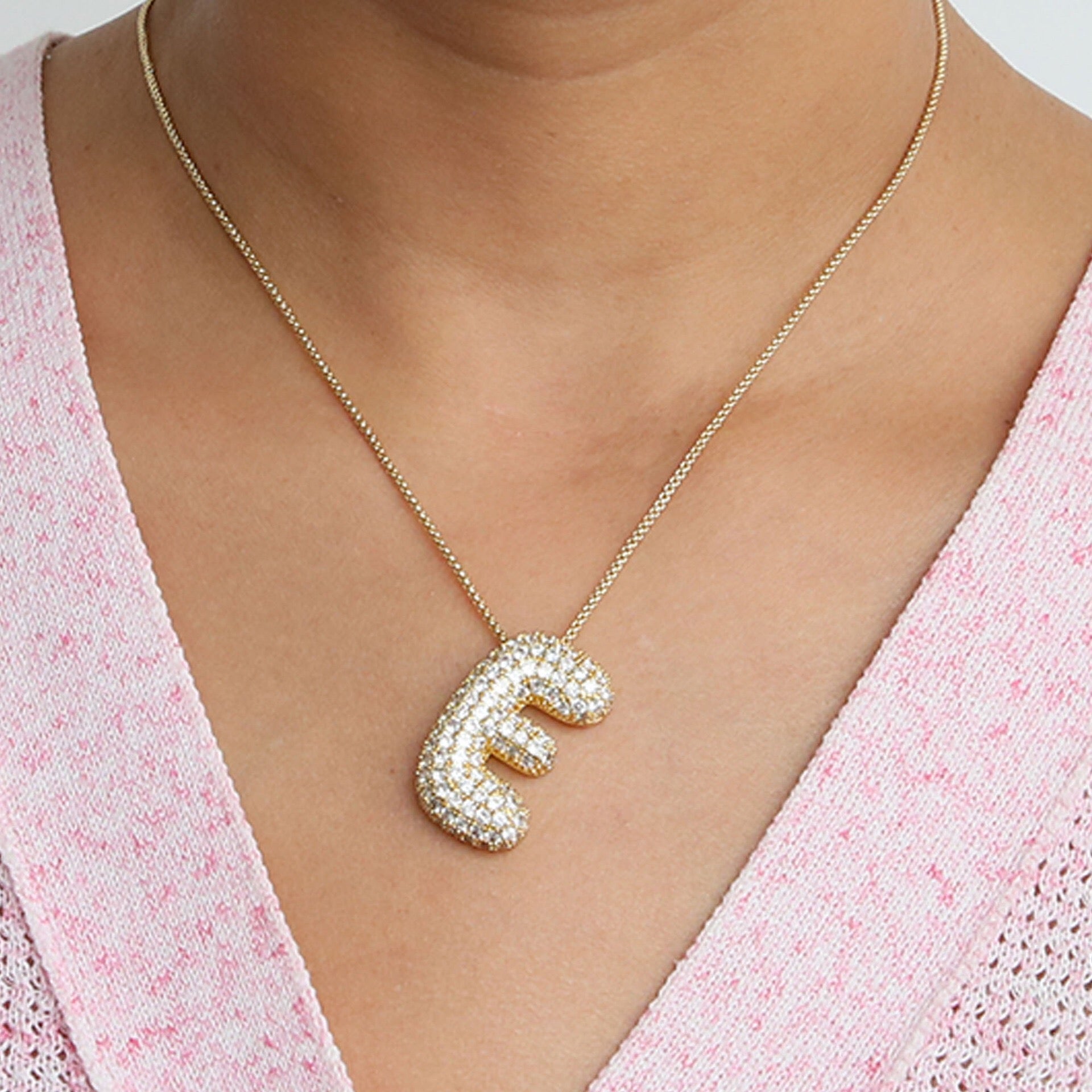 14K Gold Celebrity Initial Pendant Necklace - 