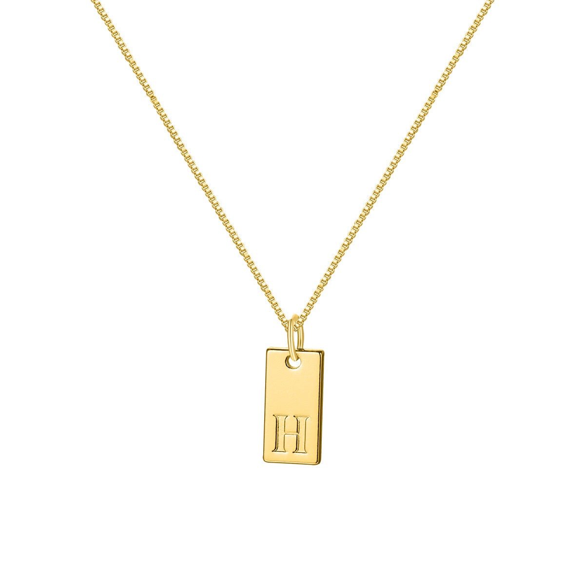 14K Gold Minimalist Initial Bar Necklace - 