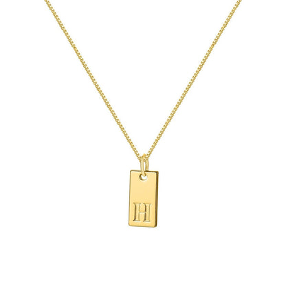 14K Gold Minimalist Initial Bar Necklace - 