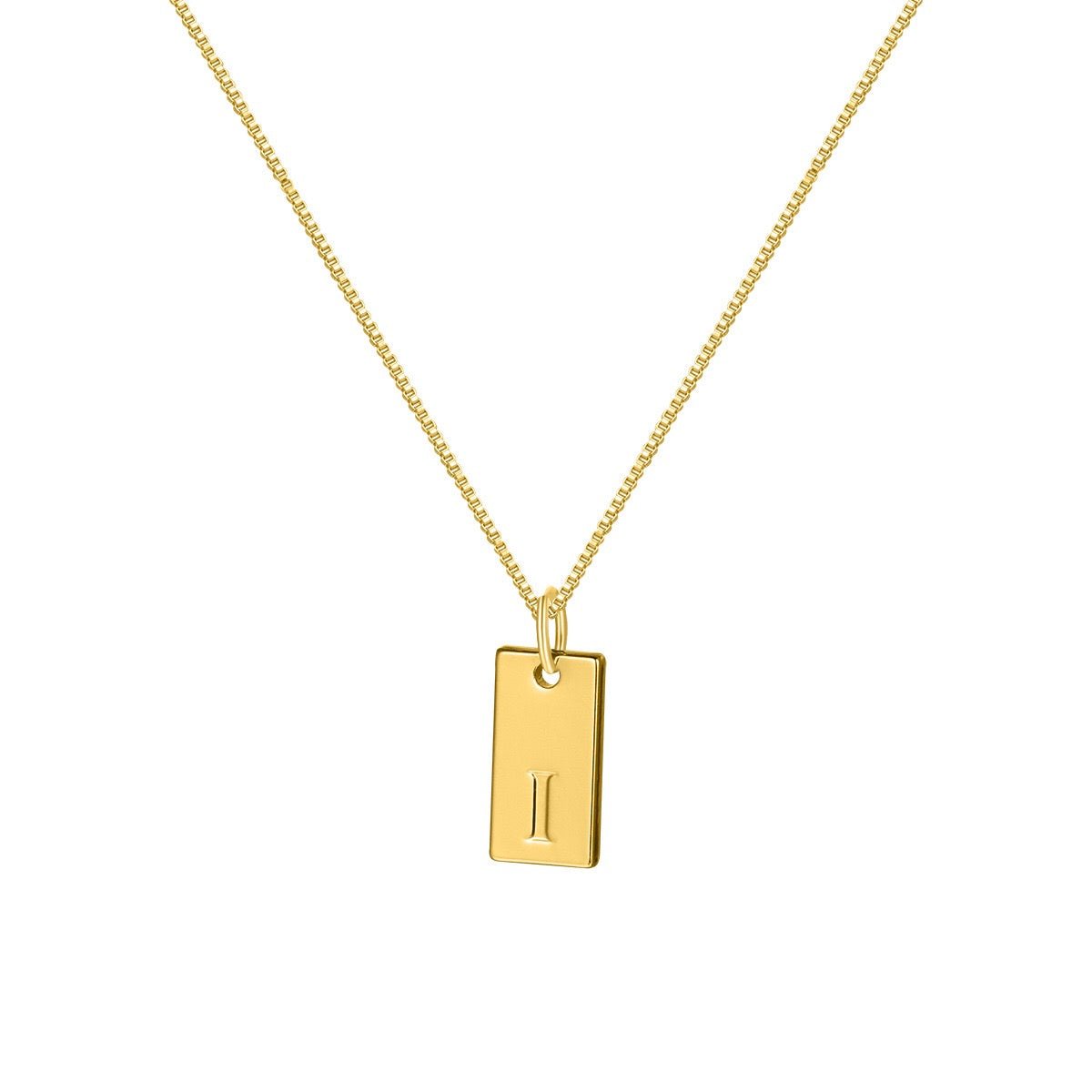 14K Gold Minimalist Initial Bar Necklace - 