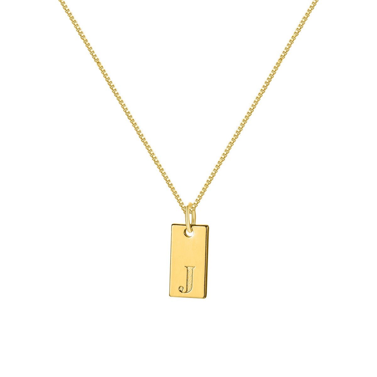 14K Gold Minimalist Initial Bar Necklace - 