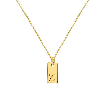 14K Gold Minimalist Initial Bar Necklace - 