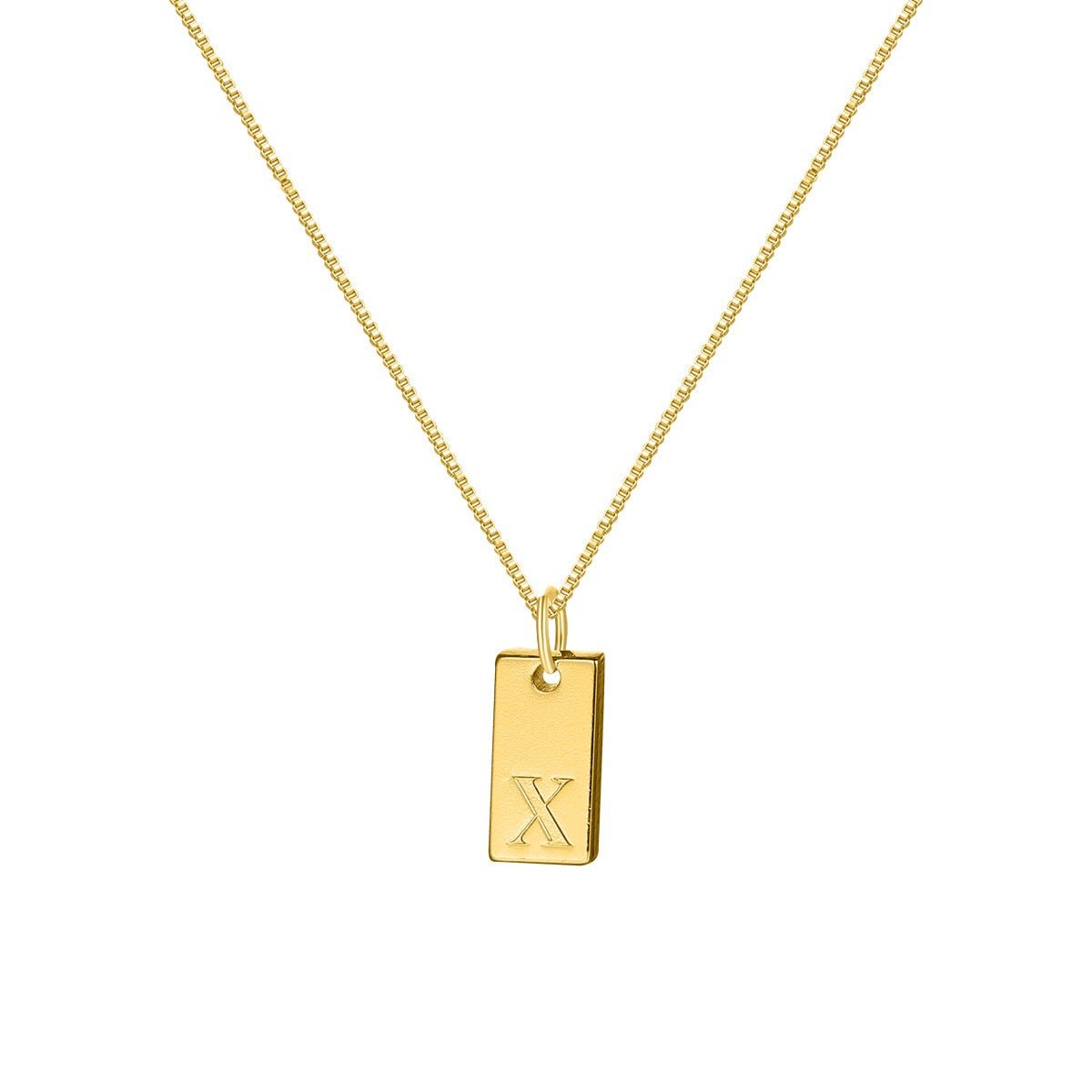 14K Gold Minimalist Initial Bar Necklace - 