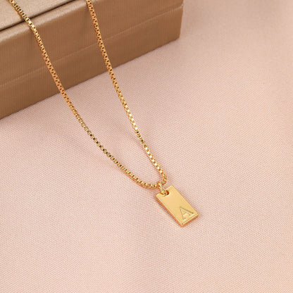 14K Gold Minimalist Initial Bar Necklace - 