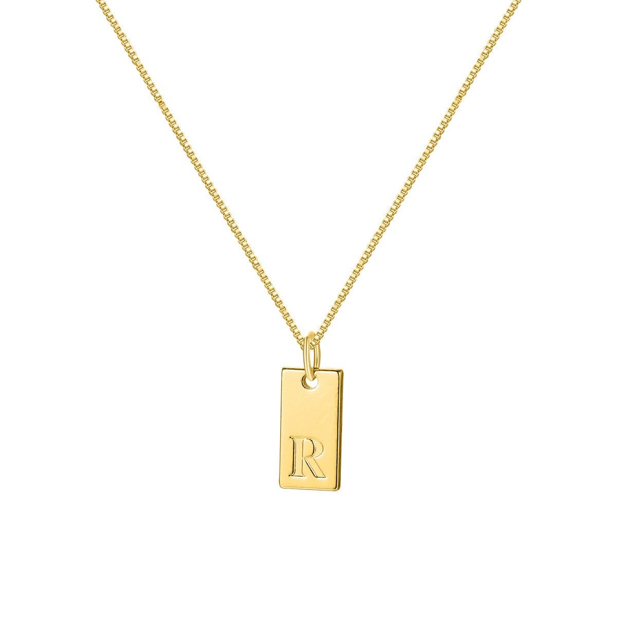 14K Gold Minimalist Initial Bar Necklace - 