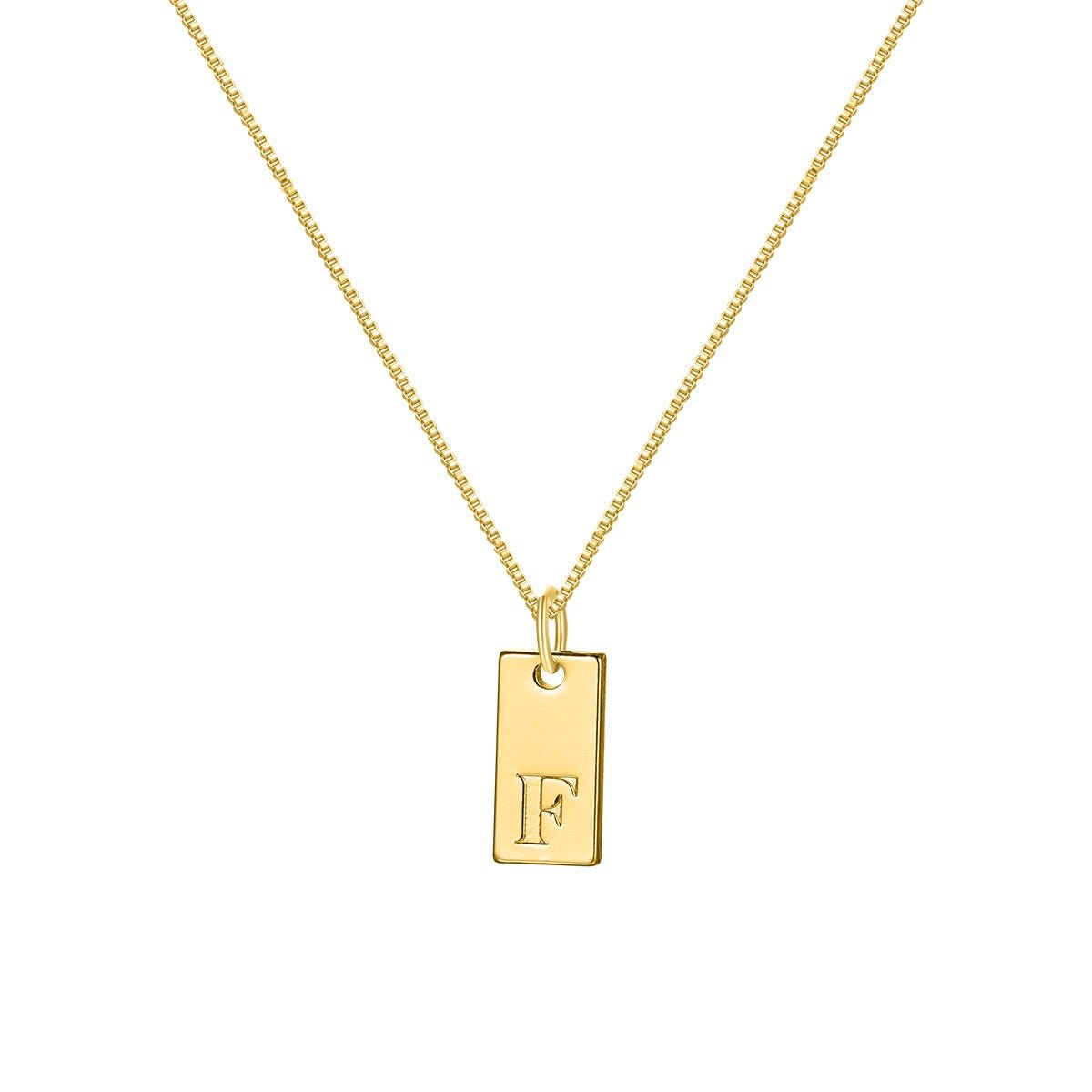 14K Gold Minimalist Initial Bar Necklace - 