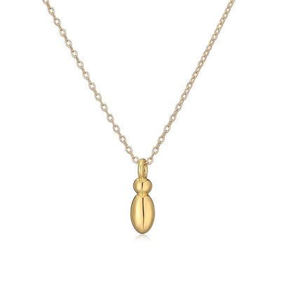 14K Gold Puffy Letter Initial Pendant Necklace - 