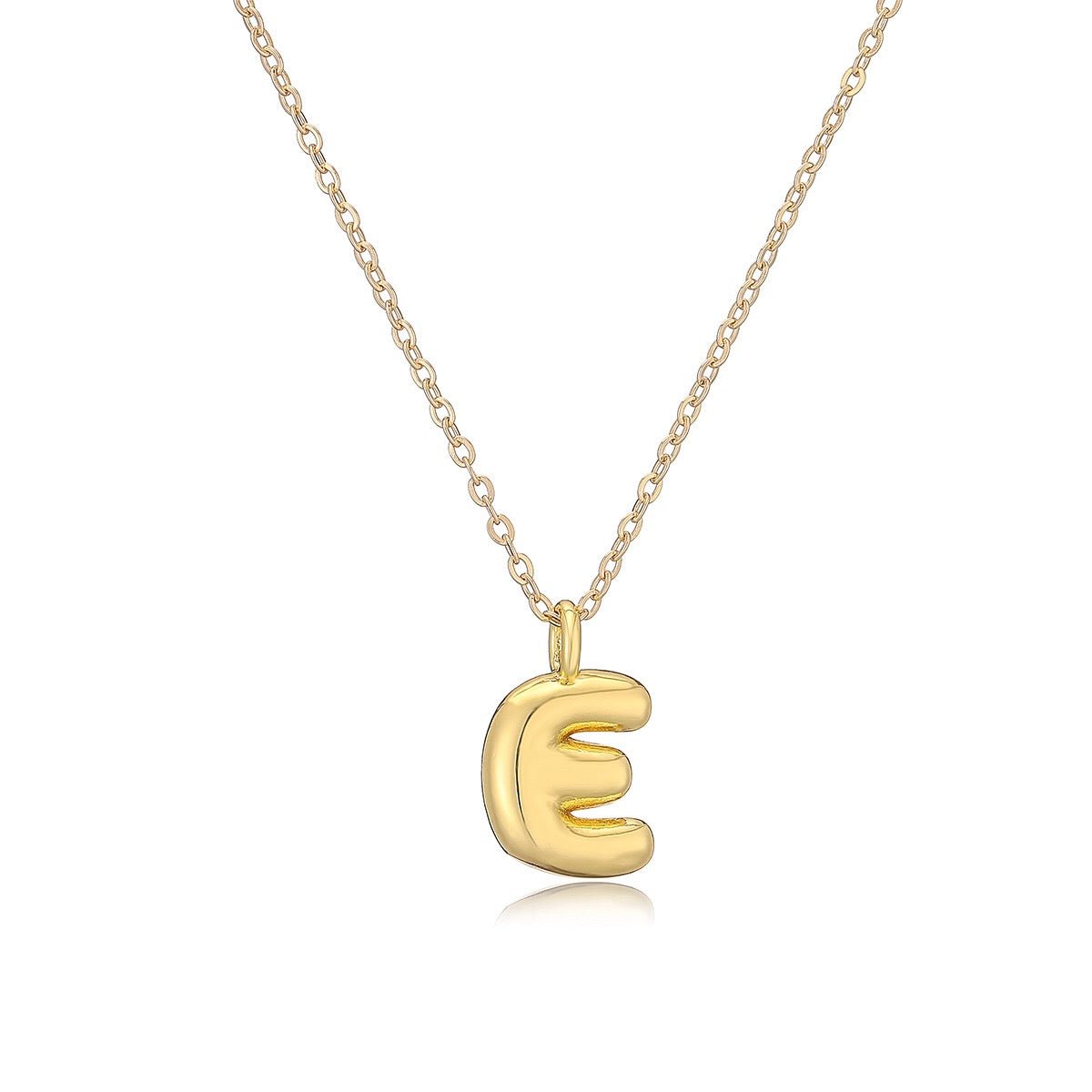 14K Gold Puffy Letter Initial Pendant Necklace - 