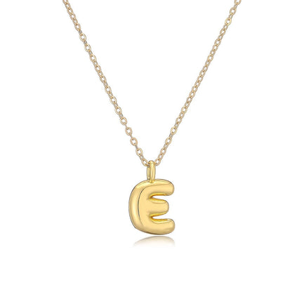 14K Gold Puffy Letter Initial Pendant Necklace - 