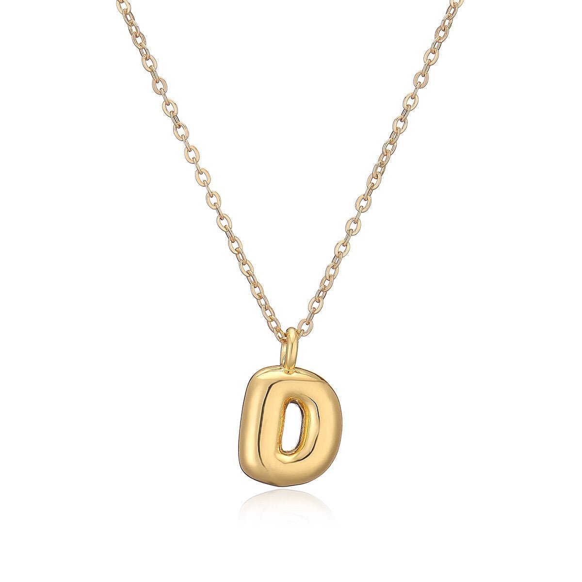 14K Gold Puffy Letter Initial Pendant Necklace - 