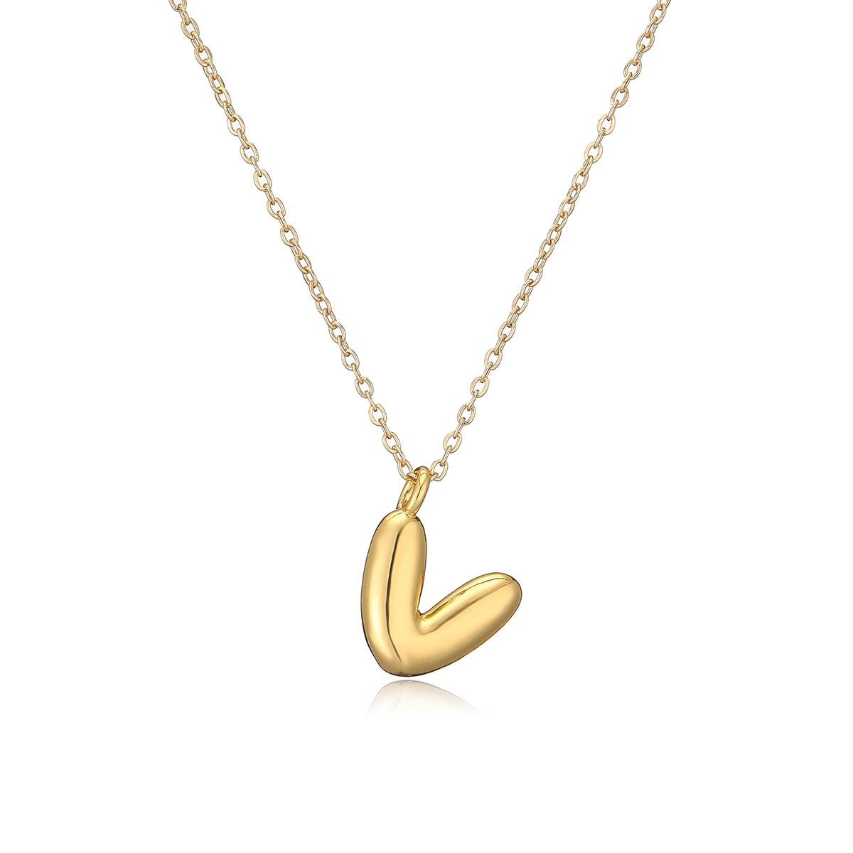 14K Gold Puffy Letter Initial Pendant Necklace - 