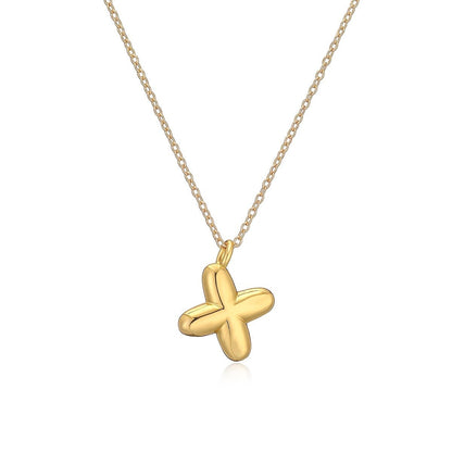 14K Gold Puffy Letter Initial Pendant Necklace - 