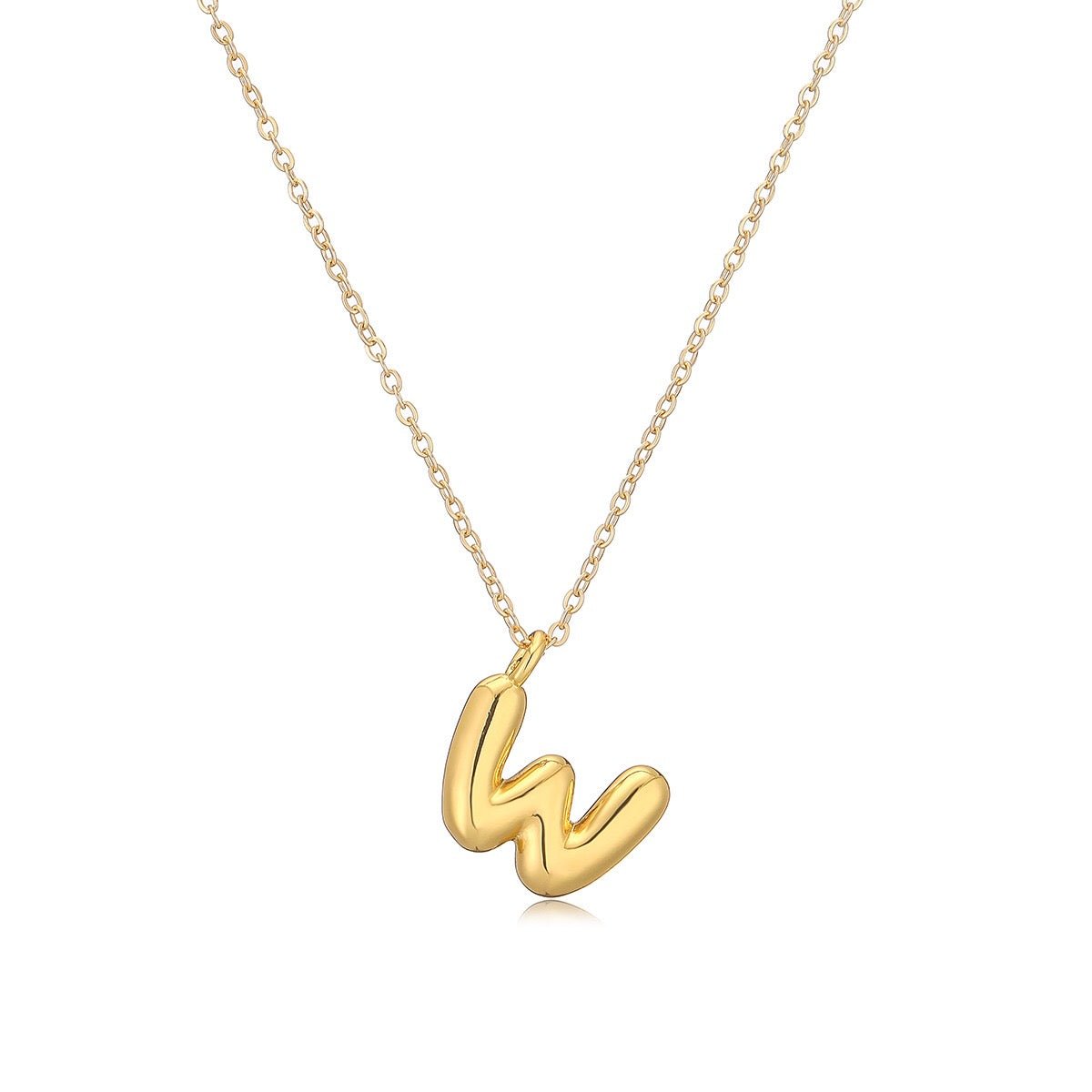 14K Gold Puffy Letter Initial Pendant Necklace - 